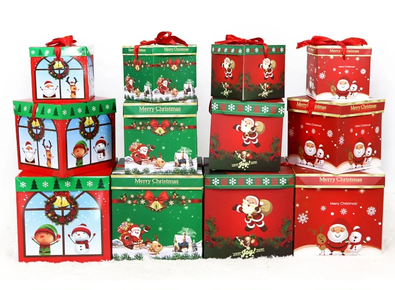 

New Year Christmas Gift Box Christmas Decorations Paper Box Ornaments Sweets Party Decoration Candy Chocolate Gift Packaging