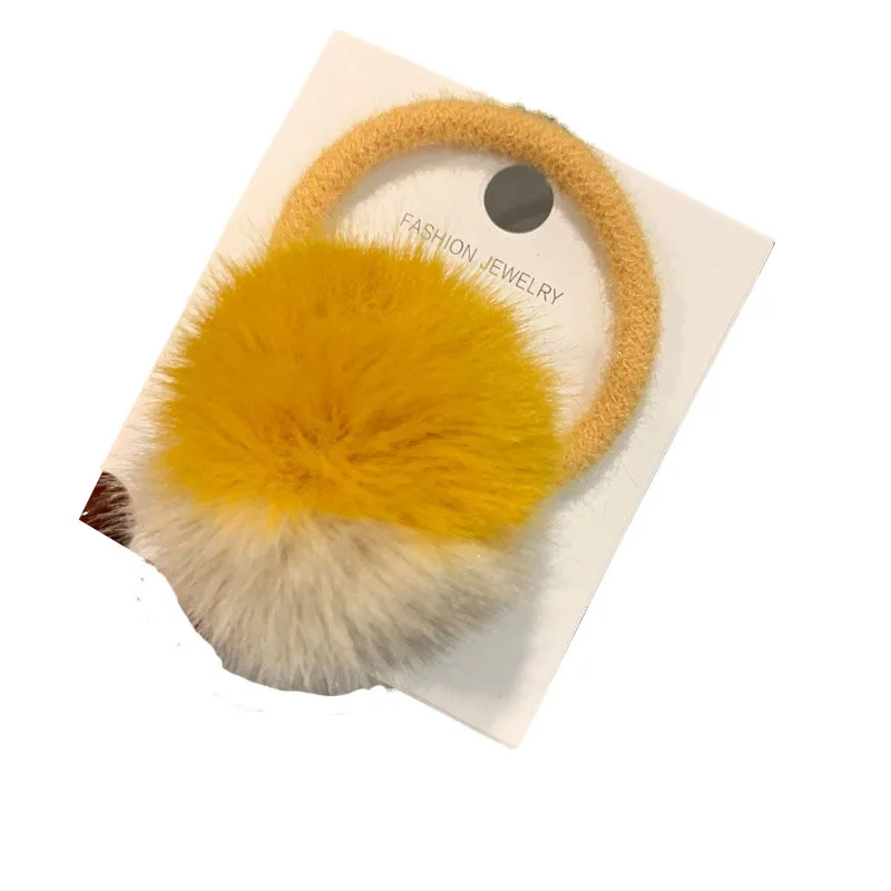 

Korean headband girl cute simple two color hair ball net red temperament hair circle tie hair