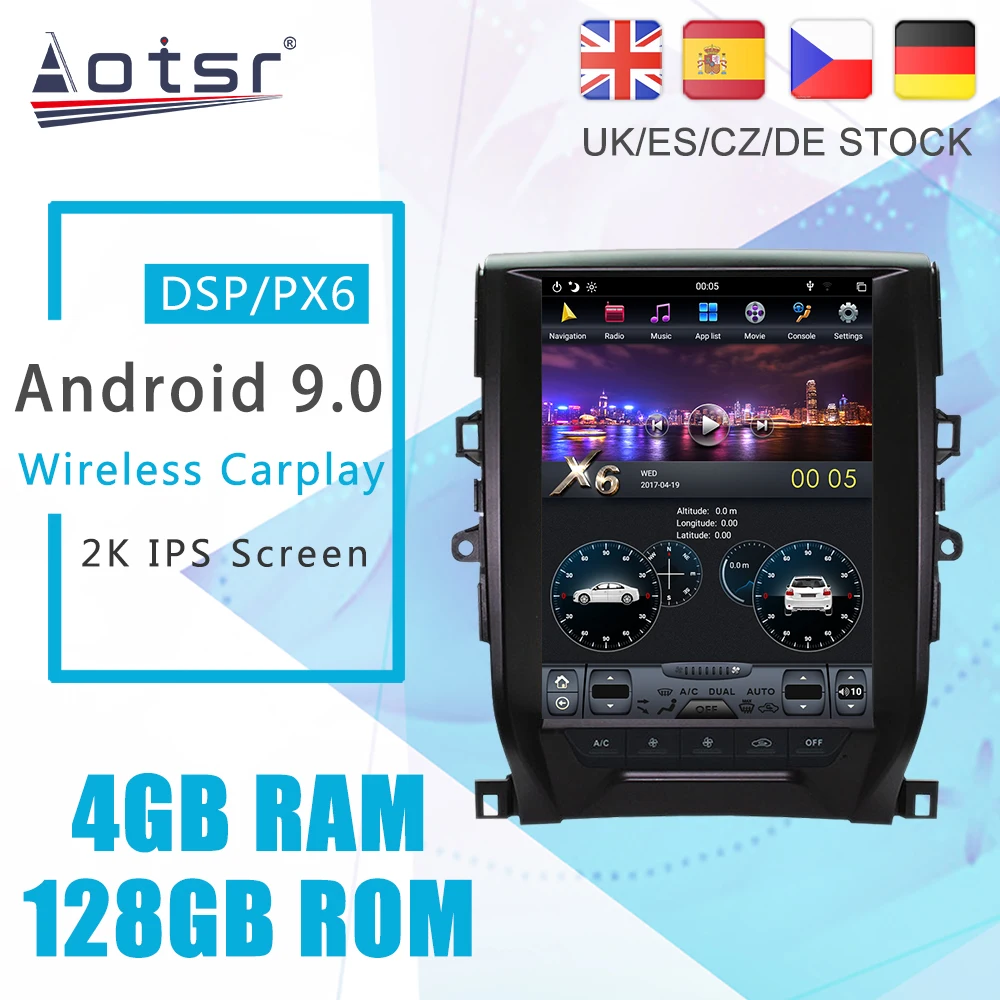 

Android 9.0 PX6 Tesla Styel For Toyota Reiz Mark-x 2010 - 2013 Auto Radio Stereo Multimedia Player Car DVD GPS Navigation Unit