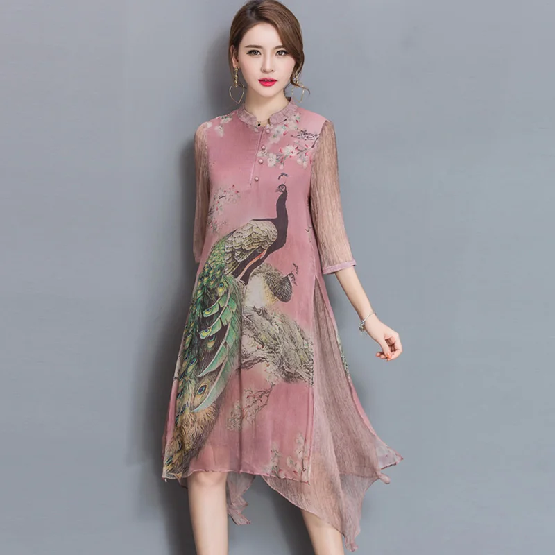 2020 Europe Summer Women Animal Print ethnic Dress Elegant Vintage Slim A-Line Plus Size Half Sleeve Office | Женская одежда