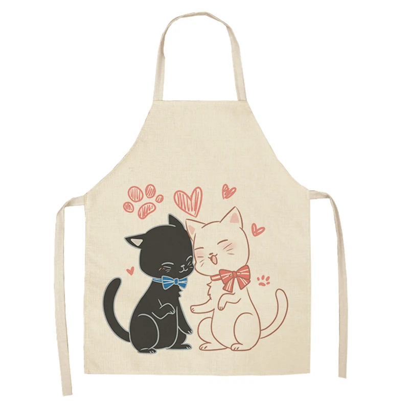 

Cute Cat Cotton And Linen Apron Kitchen Apron For Woman Men Household Kitchen Cooking Apron Apron For Kitchen Baking Accessories