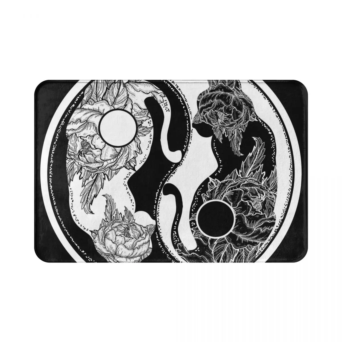 

40x60cm Doormat Cats Yin And Yang Boho Mandala Carpet for Bedroom Kitchen Door Decorative Non-slip Doormat