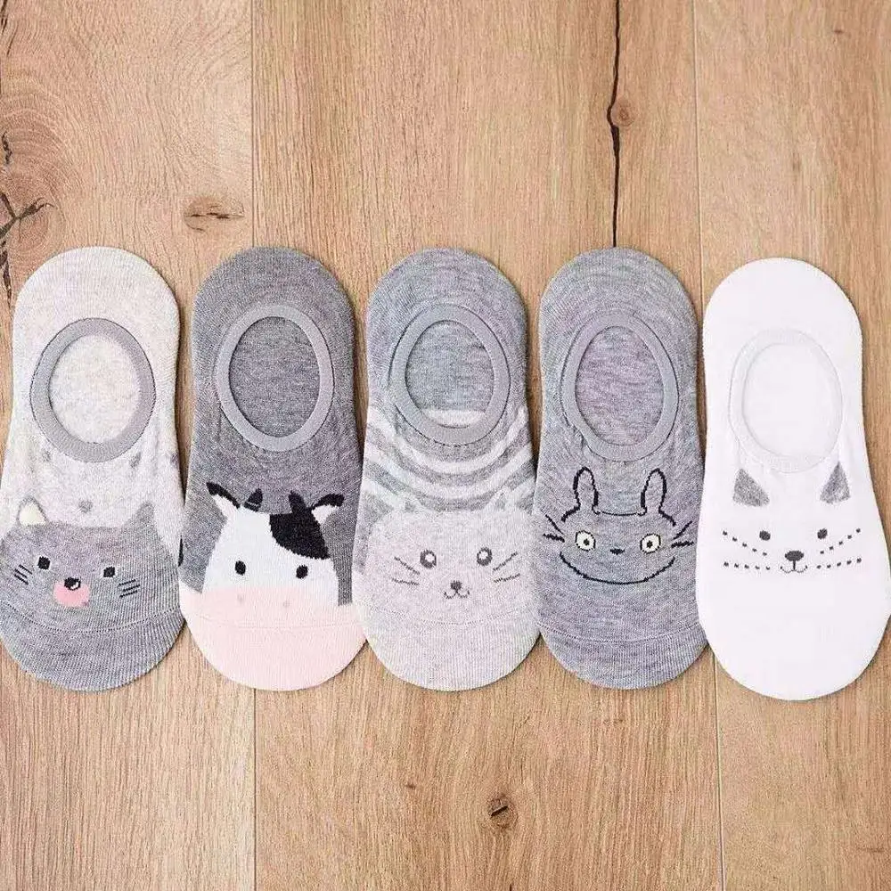 5 пар женские короткие носки милые хлопковые Носки с рисунком кота и кролика