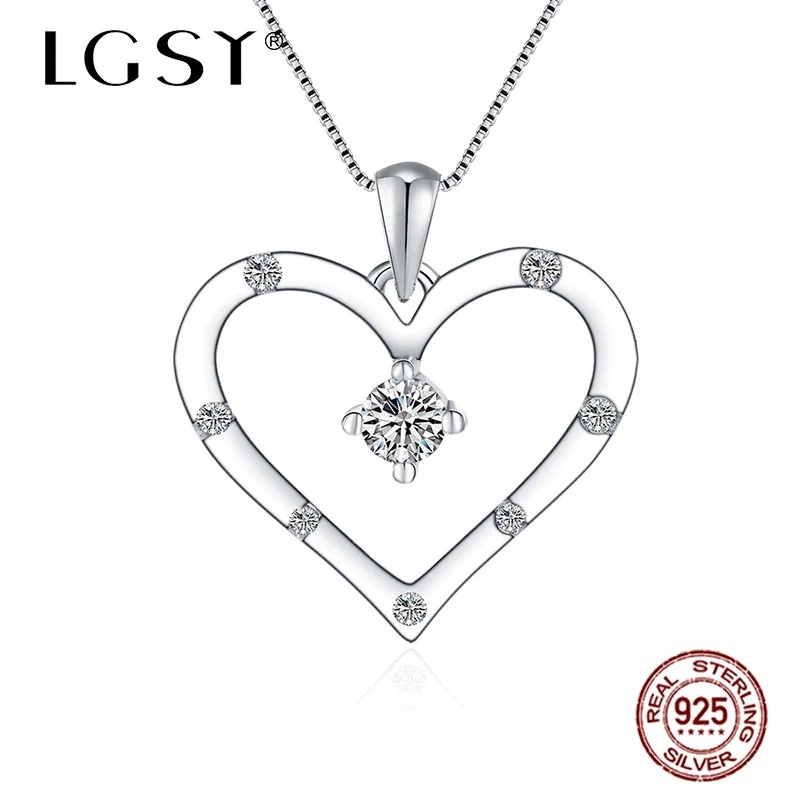 

LGSY 925 Sterling Silver Heart-Shaped Pendants Fashion Jewelry Silverware Fine Jewelry Necklace Pendant Natural Crystal DP021