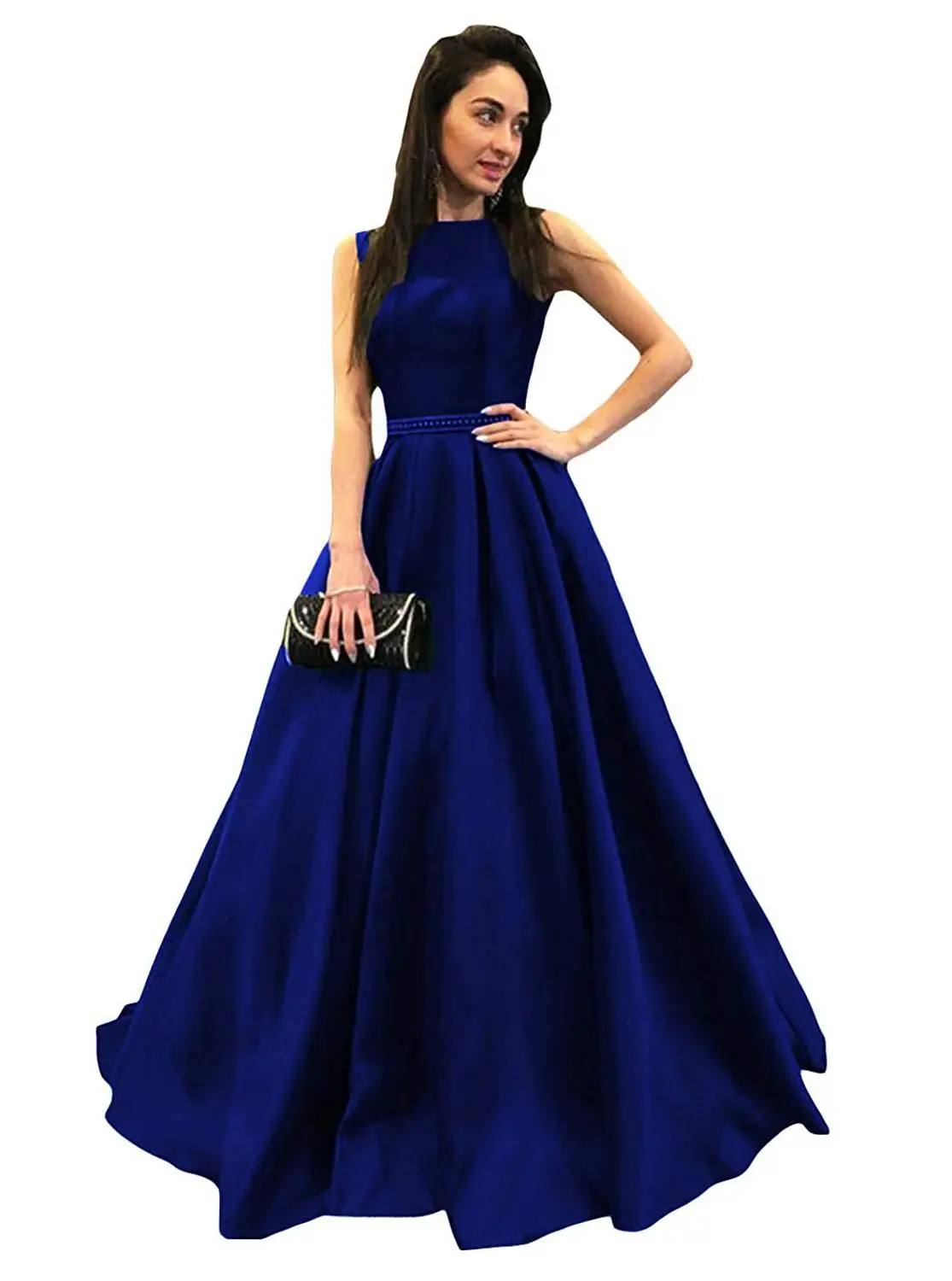 Royal Blue Блестящие стразы, платья подружки невесты, бальное платье, длина до пола, свадебные вечерние платья для гостей, вечерние платья, vestido de festa longo, платья для выпускного вечера - Цвет: Royal Blue