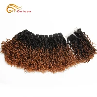 70gpc brazilian ombre hair bundles pixie curls human hair bundles with closure hair extensions curly hair bundles with closure