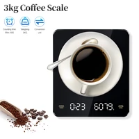 3kg0 1g electronic coffee scale timing hand brewing coffee led hidden screen charging electronic scale household kitchen scale