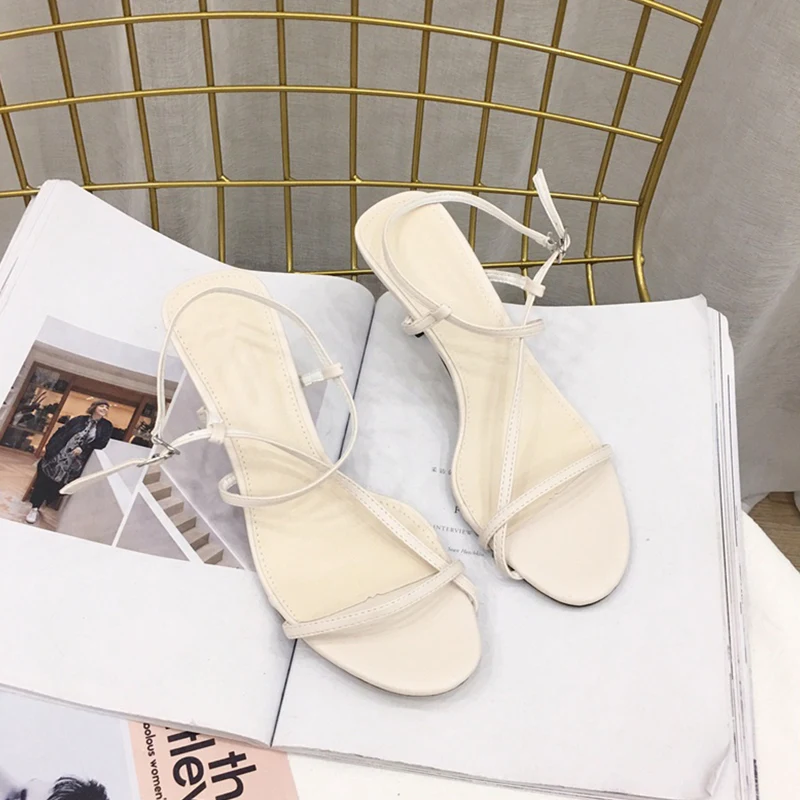 

Fashion Brand Women Sandals Ladies Elegant Thin High Heels Open Toe Gladiator Sandal Narrow Band Buckle Strap Summer Shoe Female