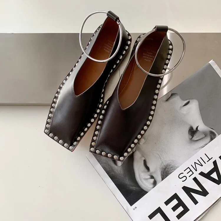 MLJUESE/2020 Женские балетки из мягкой коровьей кожи коричневого цвета с квадратным