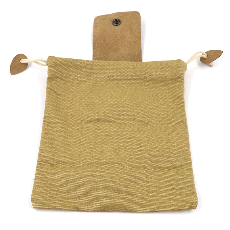 

Canvas Bag With Leather Cover Buckle Foldable With Drawstring For Camping