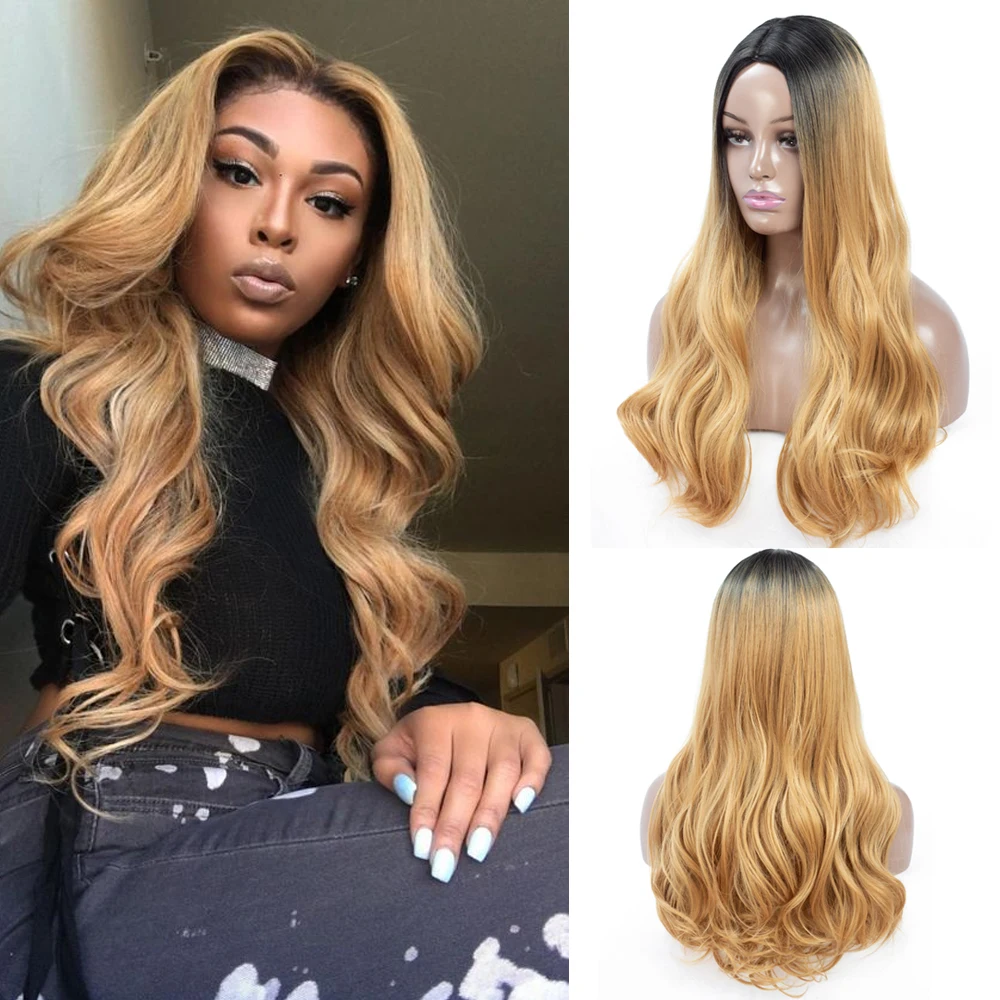 

YunRong Long Body Wave Synthetic Wigs For Women High Temperature Heat Resistant Fiber Cosplay Wig For Party Girls