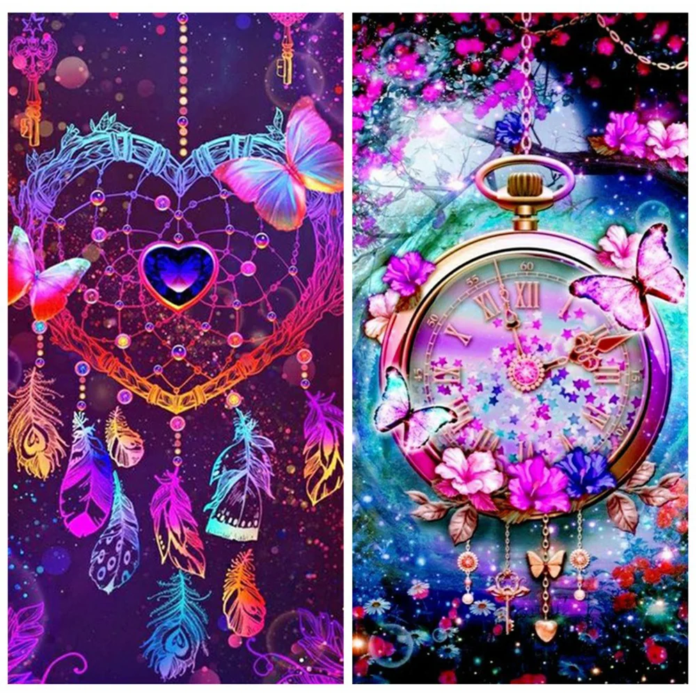 

Huacan Diamond Painting Fantasy Scenery Full Square/round Diamond Embroidery Mosaic Heart Butterfly Landscape Home Decor