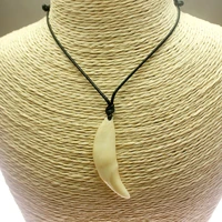 wolf tooth necklace black rope choker fashion vintage necklace adjustable length