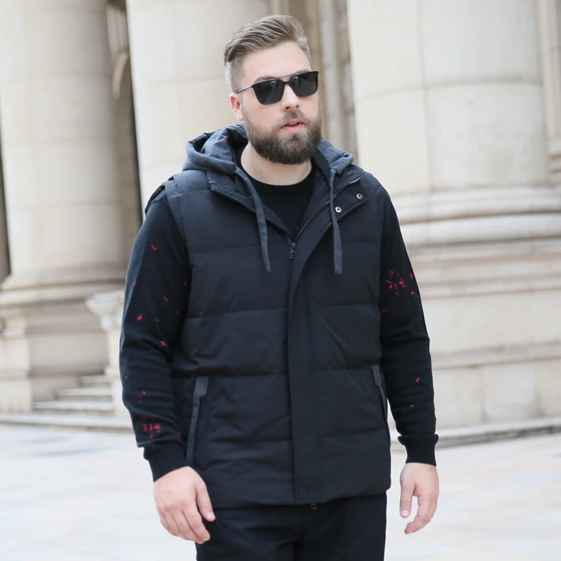 2022 winter men's duck down vest coat with a hood hat sleeveless parkas jacket for male black xxxxxxxxxxl 6xl 7xl 8xl 9xl 10xl