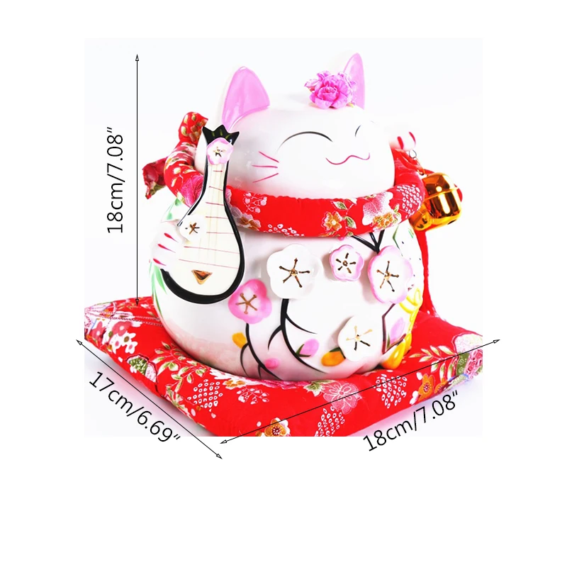

Plus Lucky Cat Ornament Ceramic Figurines For Home Decoration Accessories Feng Shui Mascot Store Reception Decoration Crafts