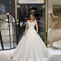 white elegant exquisite women dress v neck floor length wedding dress applique tulle ballgown photography custom made plus size