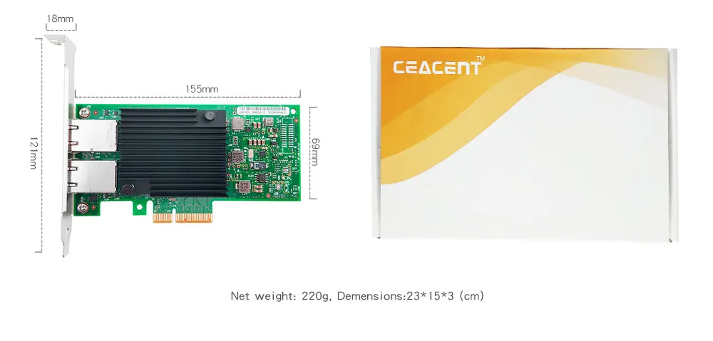 CEACENT AN8550-T2 для Intel X550-T2 10Gbase-T Ethernet конвергентный сетевой адаптер двойной RJ45 NIC с X550