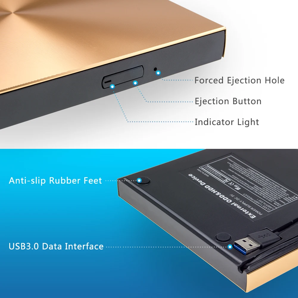 YiYaYo USB 3 0 алюминиевый сплав внешняя DVD горелка CD проигрыватель тонкий Portatil