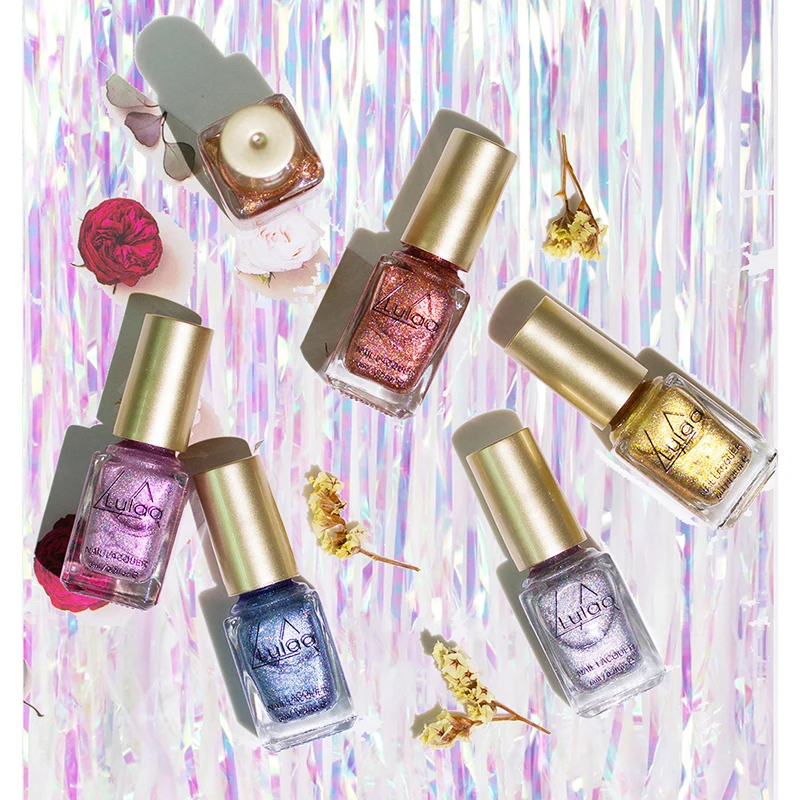 6 Colors Optional Quick-Drying Nail Polish No Baking Bright Metallic stimulation Nails Beauty | Красота и здоровье