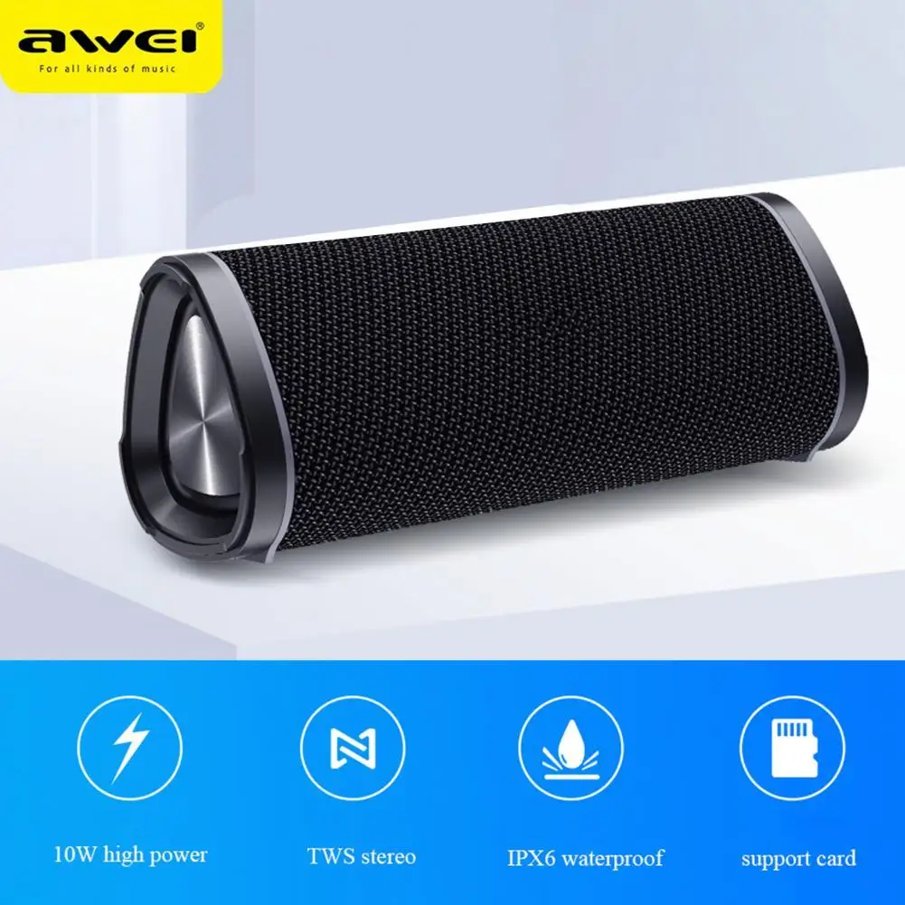 

Awei Y331 TWS Outdoor Waterproof Speaker Bluetooth Wireless Stereo Super Bass Sound Support TF Card 2000mAh