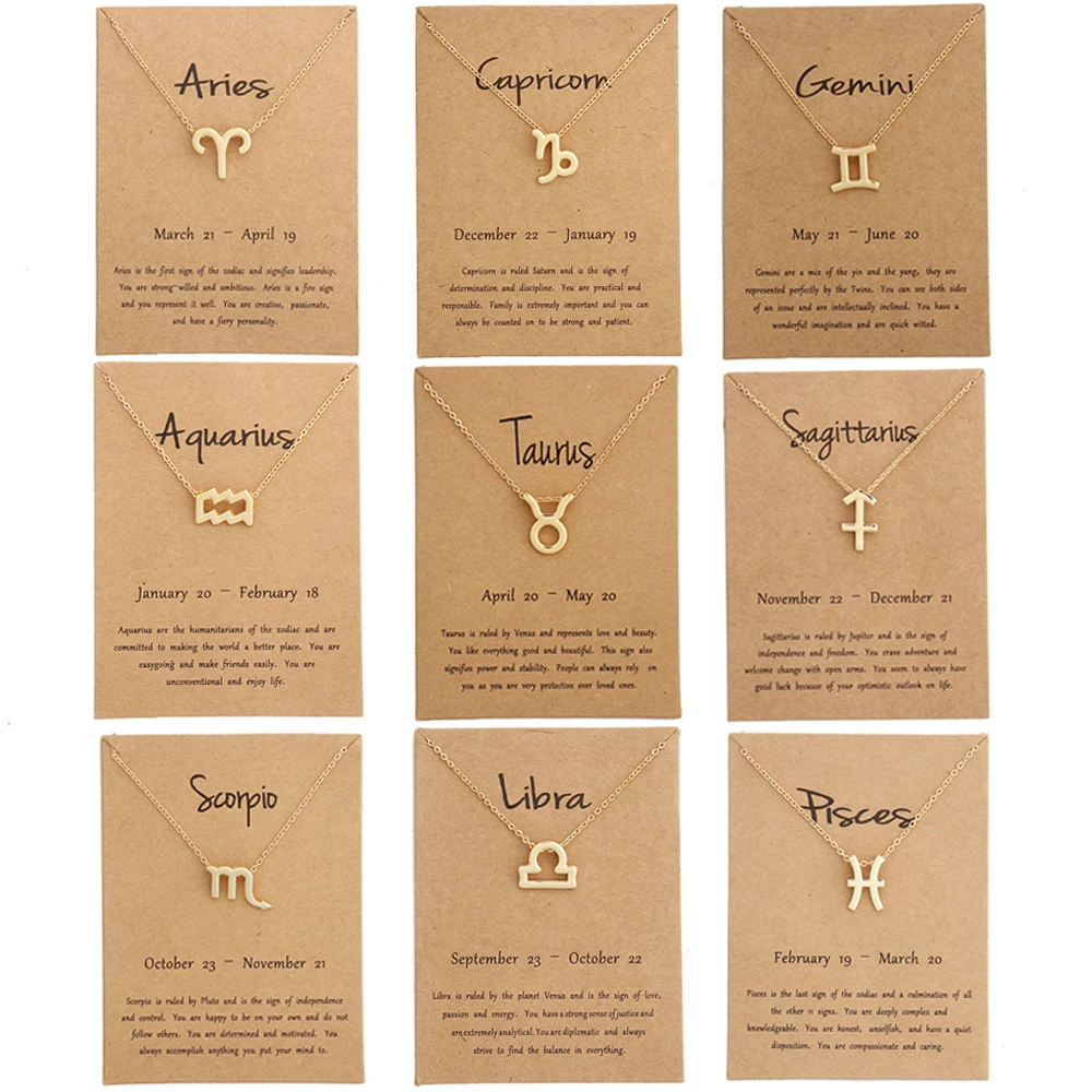 Новая мода 12 Созвездие ожерелье s для женщин Aries Capricorn кулон &quotТелец&quot золото