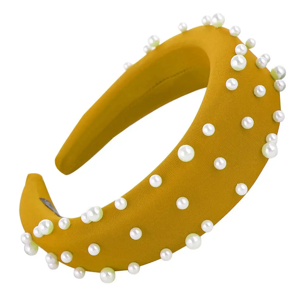 Yellow Новая мода, западный стиль, одноцветная утолщенная Мягкая повязка на голову, ободок, тюрбан, женские повязки на голову, аксессуары для девочек, Широкий Бант, обруч для волос - Цвет: Yellow
