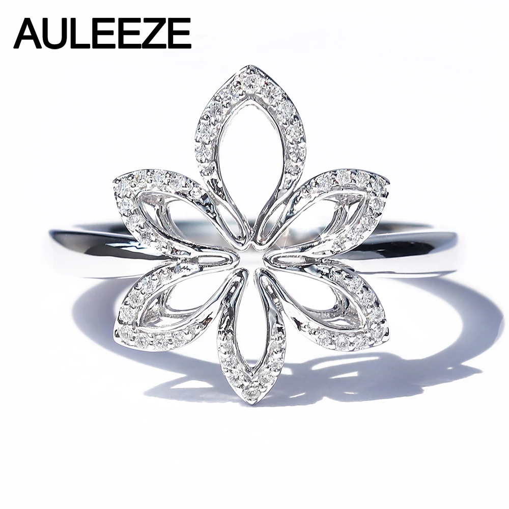 

AULEEZE 18K кольцо из белого золота с бриллиантами, изысканный цветок, Офисная женская модель AU750 Кольцо C настоящим бриллиантом