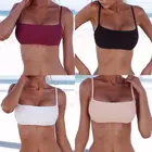 Однотонный топ бикини, женское Бикини бандо, раздельная пляжная одежда для девочек, только Топ, женская одежда для загара