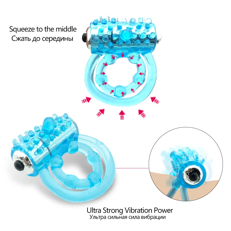 Вибрирующий пенис кольцо мужской рукав Массажер Силиконовый двойной кольца