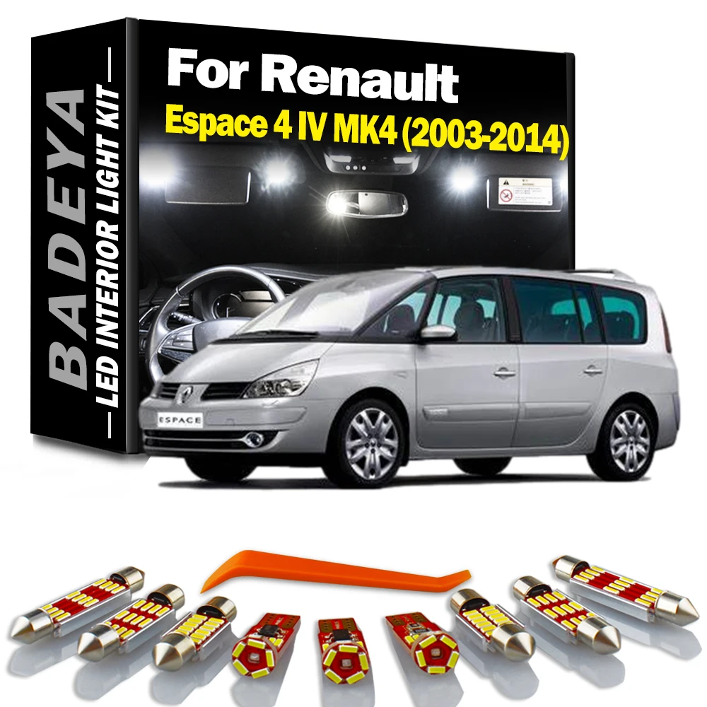 

BADEYA Canbus Error Free LED Interior Map Reading Dome Trunk Light Kit For Renault Espace 4 IV MK4 (2003-2014) Car Accessories