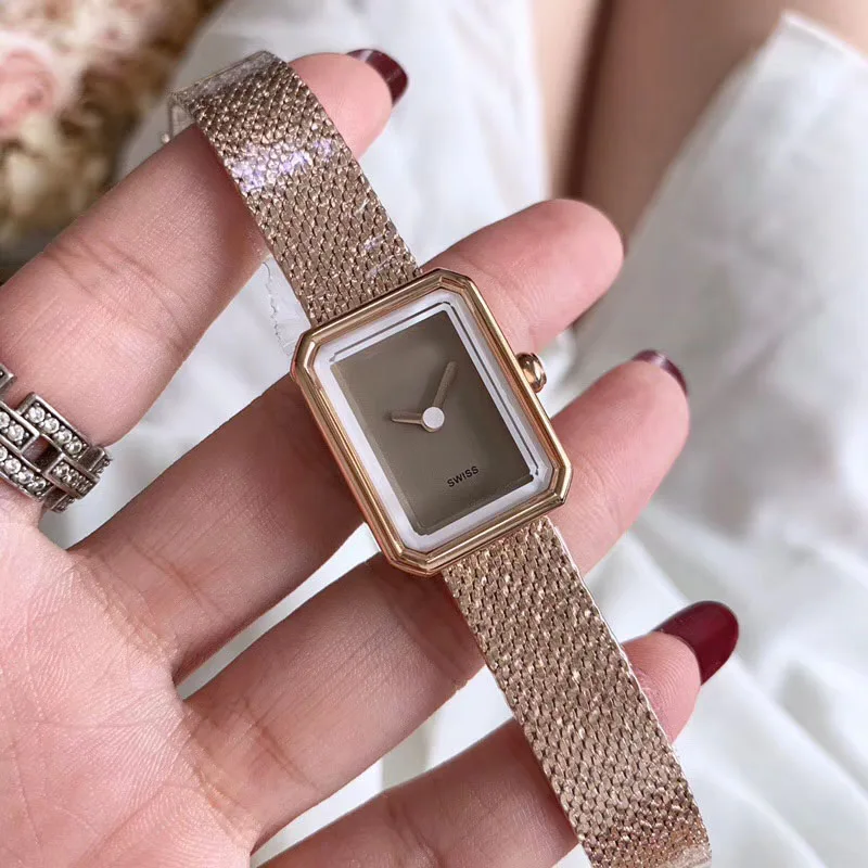 rose gold brown Женский браслет montre кварцевые наручные часы Femme белые/черные прямоугольные часы серебро/желтый/розовое золото цвет для женщин - Цвет: rose gold brown