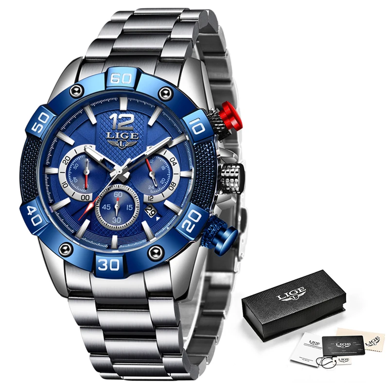 

2020 New Watches Mens LIGE Sports Waterproof Watch For Men Luminous Chronograph Mens Watches Top Brand Luxury Relogio Masculino