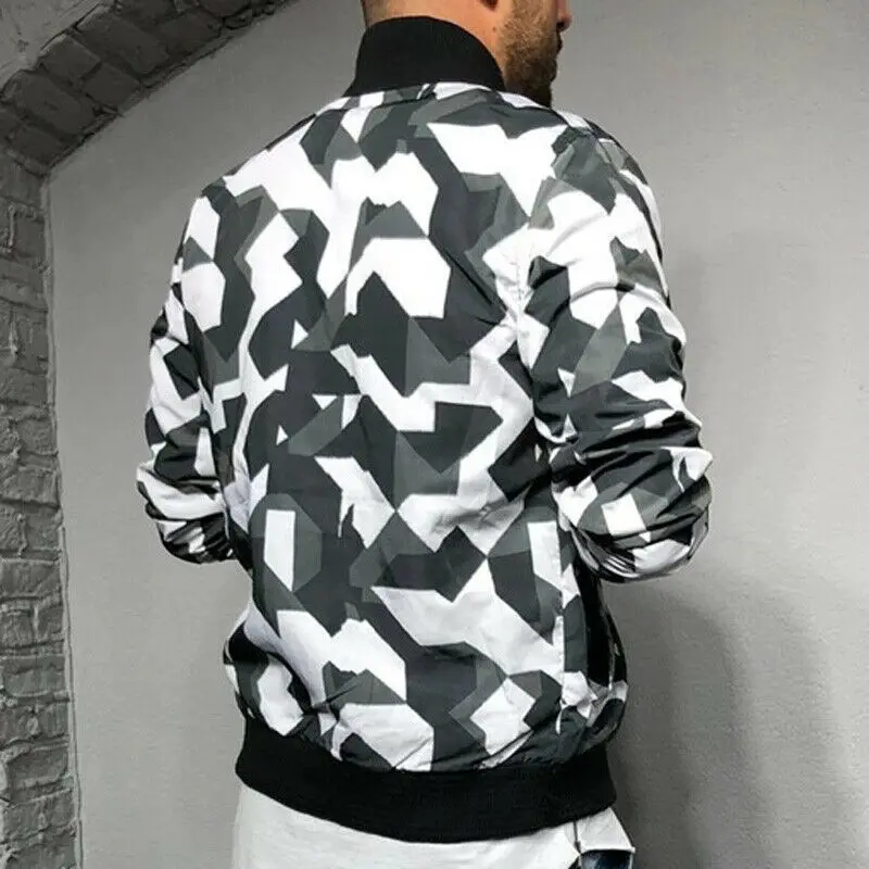 

2019 New Winter Autumn Men Casual Camouflage Coat Jacket Trench Outwear Zip Up Bomber Jacket Male Baseball Tops Coat