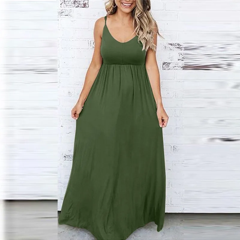 

Ever Pretty Plus Size Long Elegant V-neck Polyester A-line Sleeveless Sexy Burgundy Pure Color Sling Casual Dress