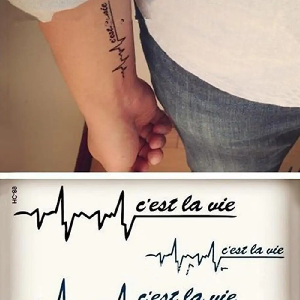 

50% Hot Sale 2Pcs Punk Men Women Waterproof Temporary English Letters Design Tattoo Stickers