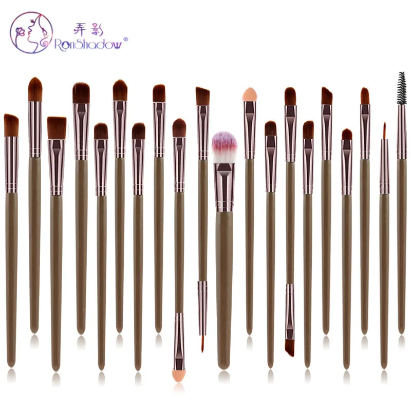 

20Pcs Makeup Brushes Set Gray Coffee Wooden Handle For Eye Shadow Powder Eyeliner Eyelash Eyebrow Make Up Brush Beauty Tool