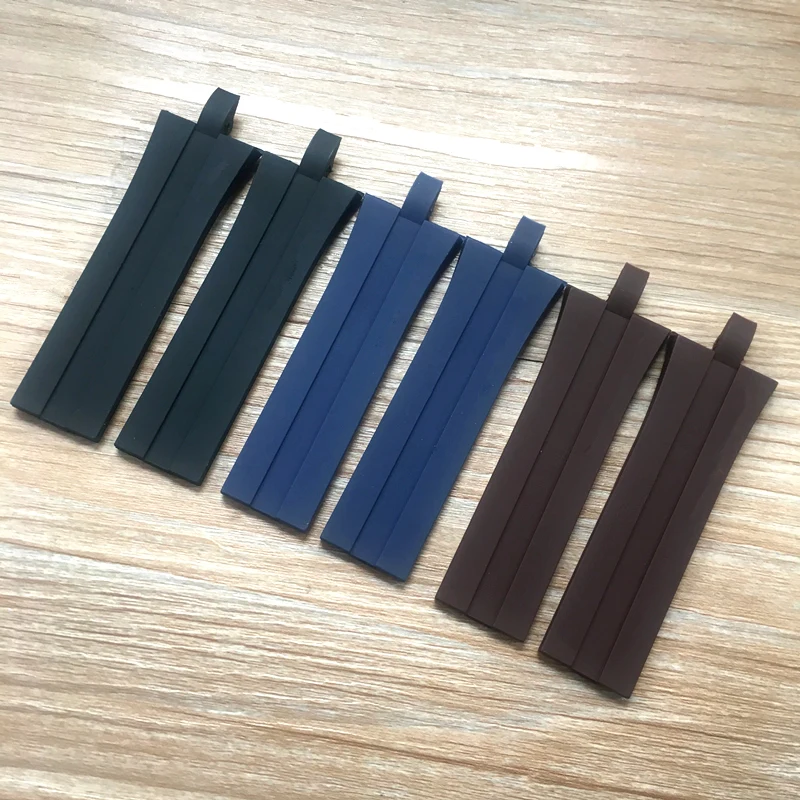 Бренд 26 мм * 22 синий коричневый черный силиконовый резиновый ремешок для часов