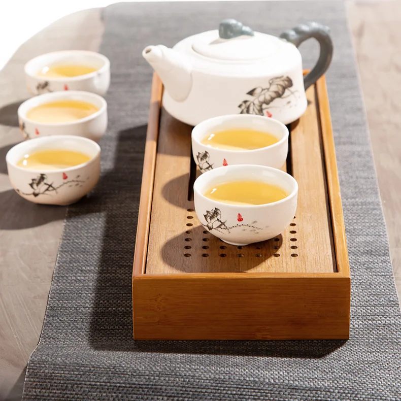 

Water Storage Bamboo Tea Tray Dry Bubble Vintage Wooden Chinese Tea Tray Luxury Ceremony Plateau De Service Teaware DG50CP