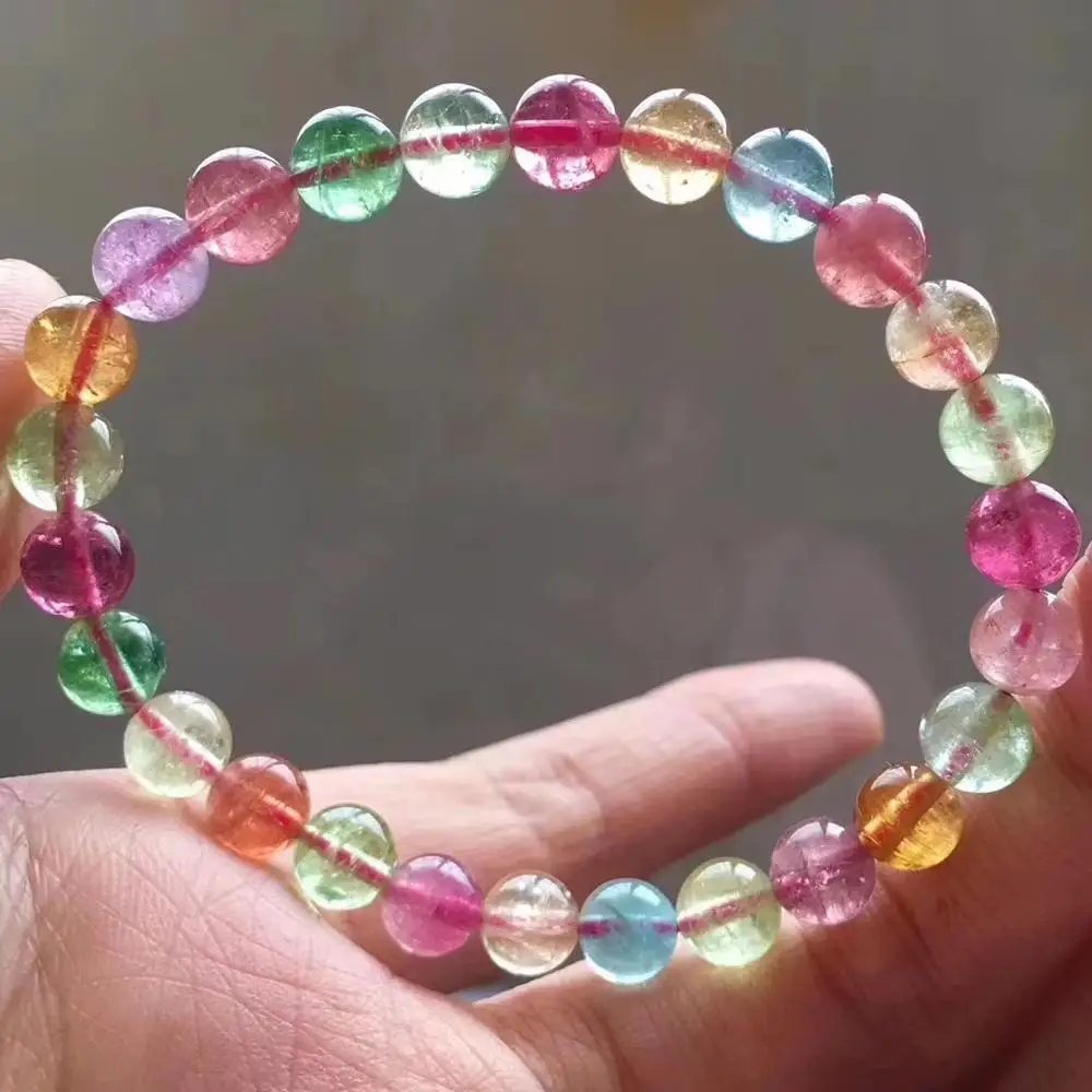 7 2 мм Сертификат натуральный Радужный разноцветный турмалиновый Круглый бисер