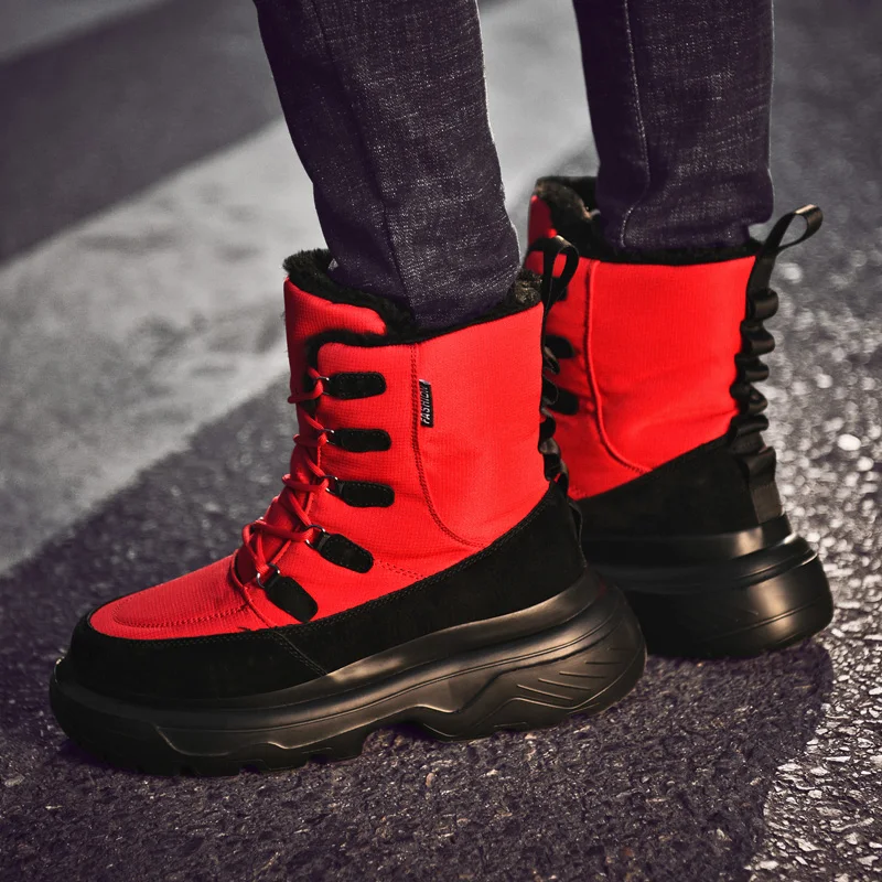 Мужские ботинки зимние высокого качества сохраняют тепло утолщенные плюшевые