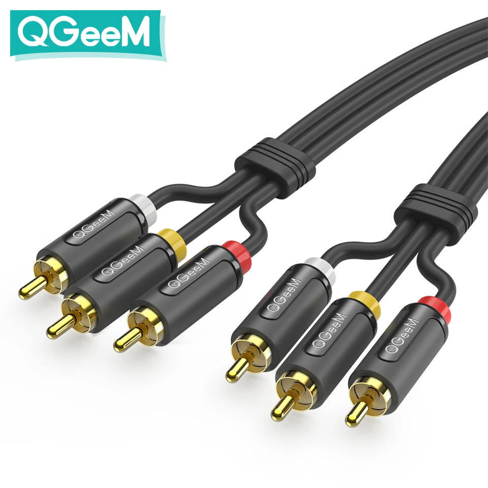 QGeeM 3RCA Кабельный разъем Разветвитель Аудиокабель RCA Стерео Aux Провод для TV Box CD DVD VCD