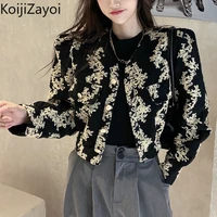 koijizayoi vintage women cropped fashion coat long sleeves ladies single breasted chic jacket autumn winter jacket dropshipping