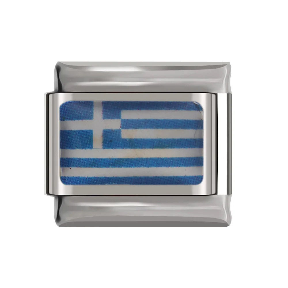 Greece Hapiship, 1 шт., ширина 9 мм, оригинальная национальная подвеска в виде флага, браслет из нержавеющей стали для изготовления ювелирных изделий DJ16 - Окраска металла: Greece