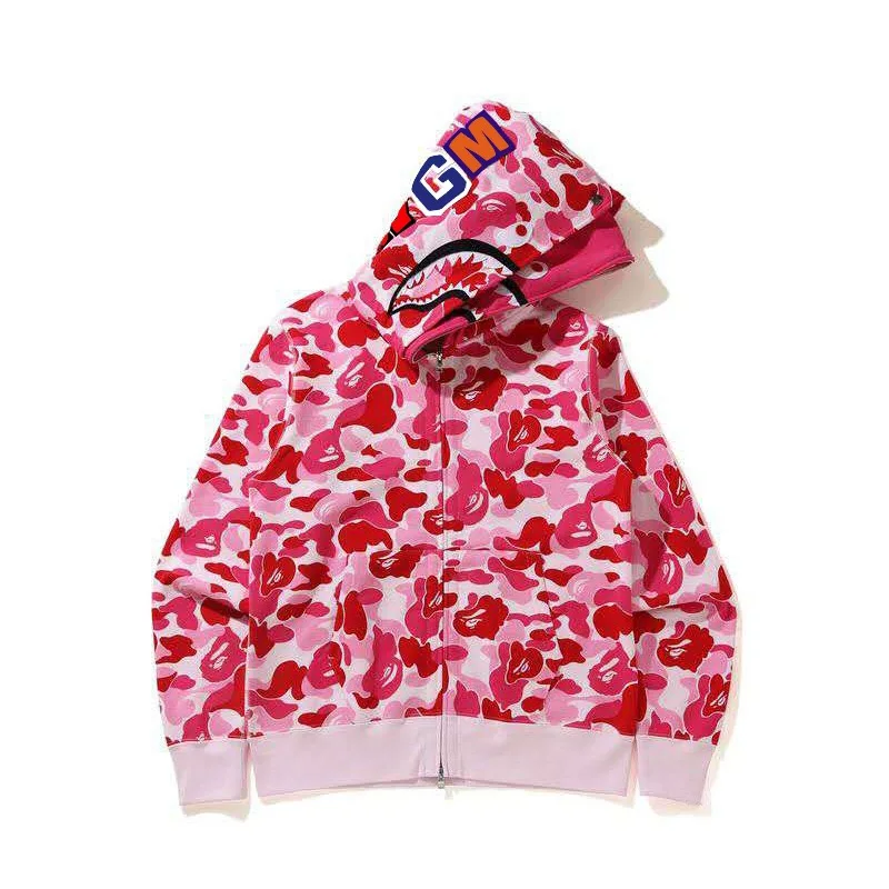 

Новинка 2021, теплый свитер, камуфляжная Толстовка с принтом Bape Shark, повседневная парная куртка для мужчин и женщин, двойная Толстовка в стиле ...