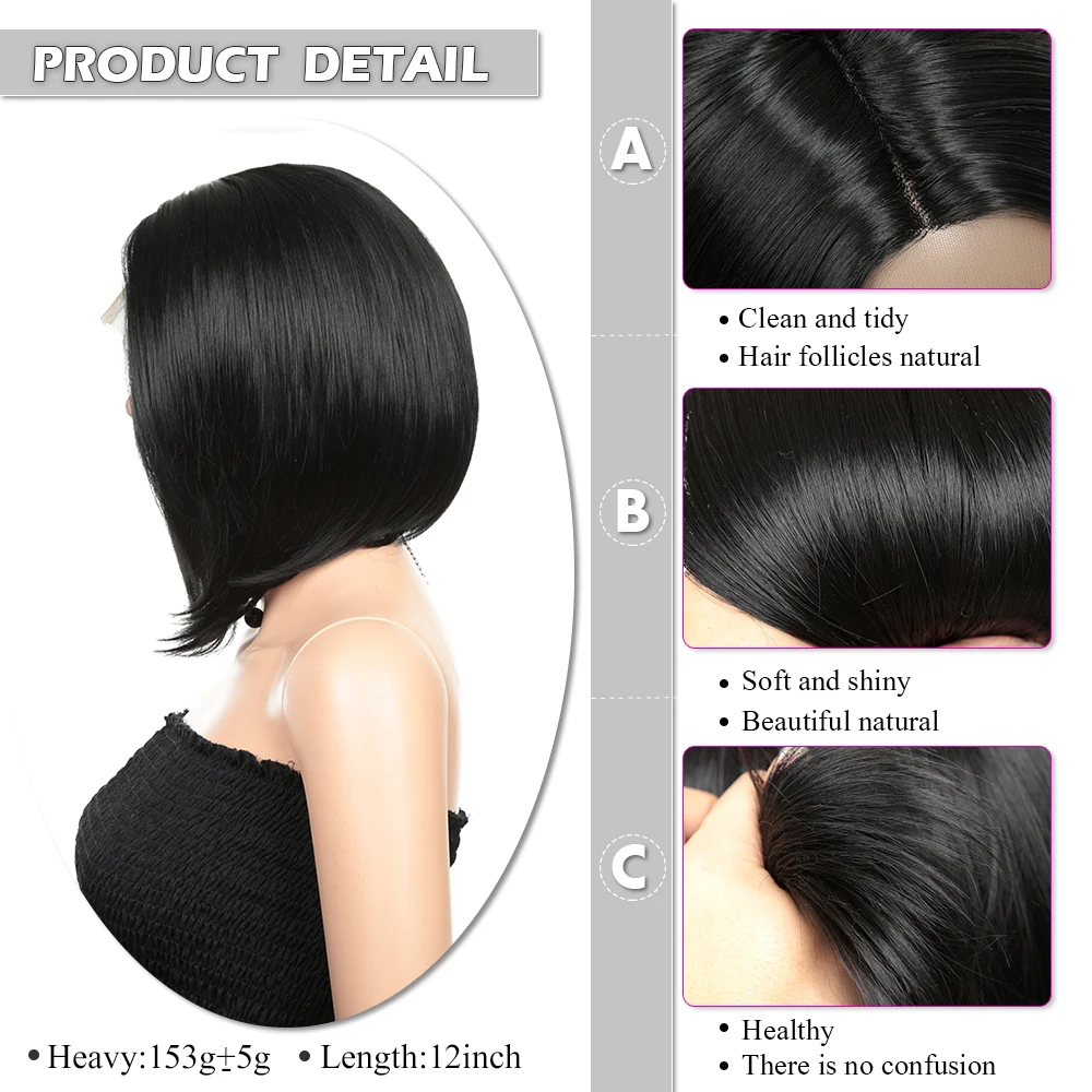 12 дюймов синтетический кружевной передний парик прямой Золотой короткий боб