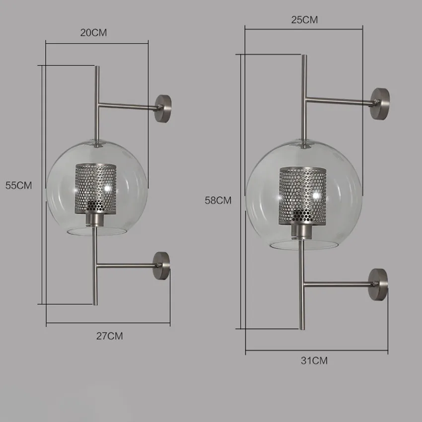Настенный светильник в промышленном стиле для гостиной 20 см 25 прозрачный