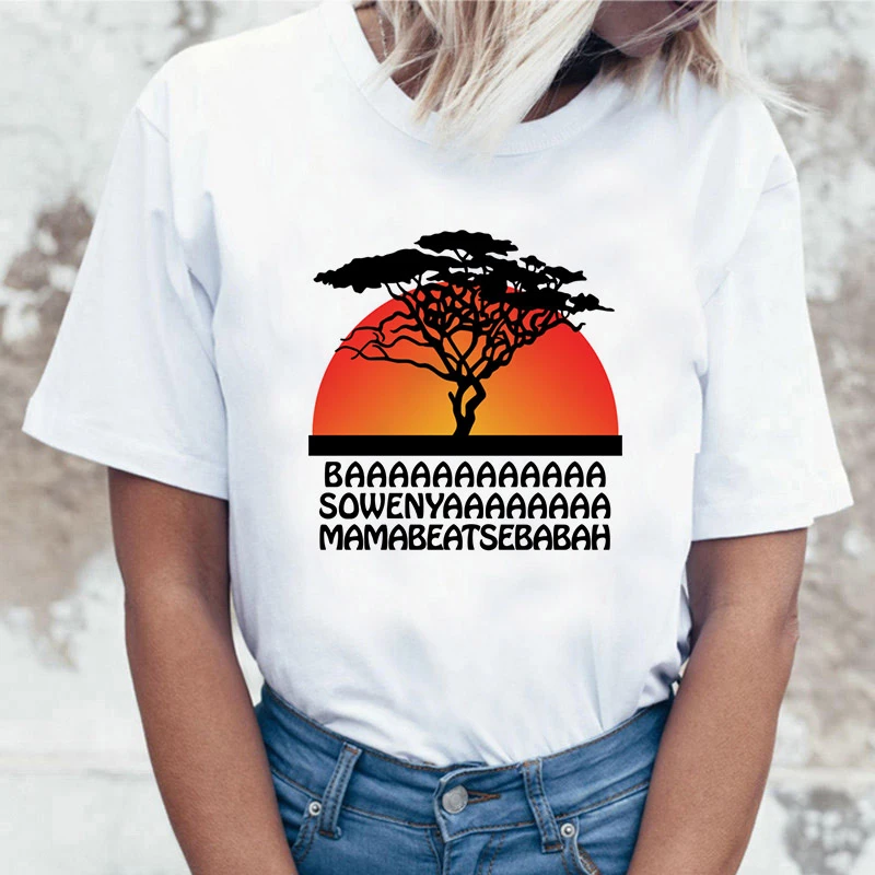 Забавная рубашка хакуна матата Женская Harajuku Ullzang The Lion King кавайная футболка Femme летняя футболка Модный Топ Футболка женская футболка