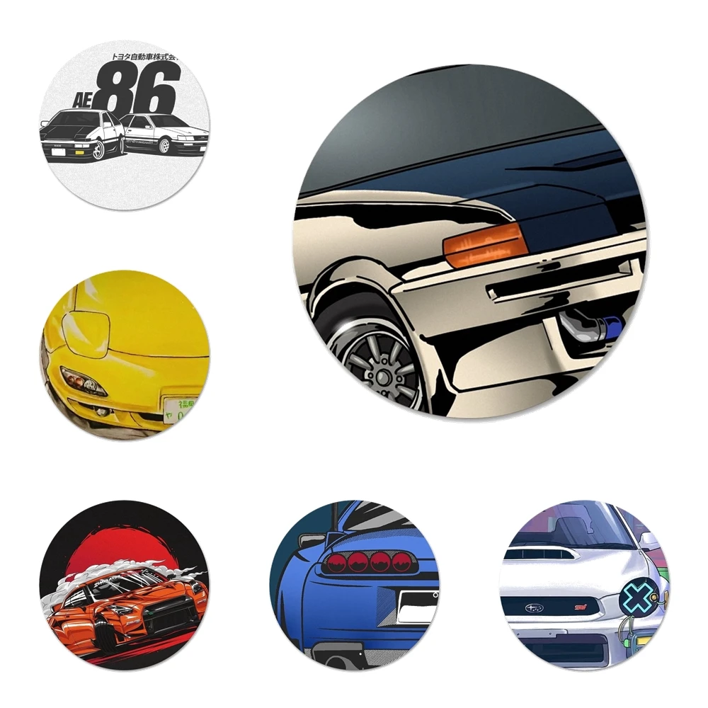 58mm Japan JDM Car AE86 Icons Pins Badge Decoration Brooches Metal Badges For Clothes Backpack Decoration