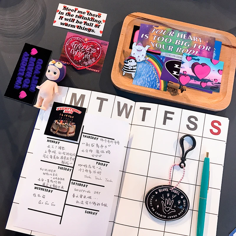 SIXONE INS простой милый стиль ежемесячное планирование еженедельное горизонтальная