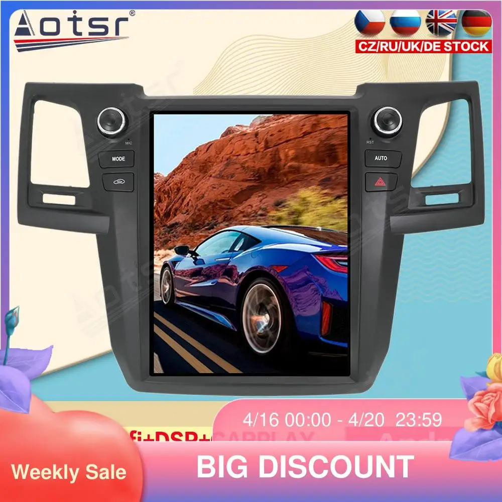

128GB Screen For TOYOTA Fortuner 2007 - 2015 Car Radio Multimedia Android Audio Tesla Vertical Screen GPS Navigation Video DSP
